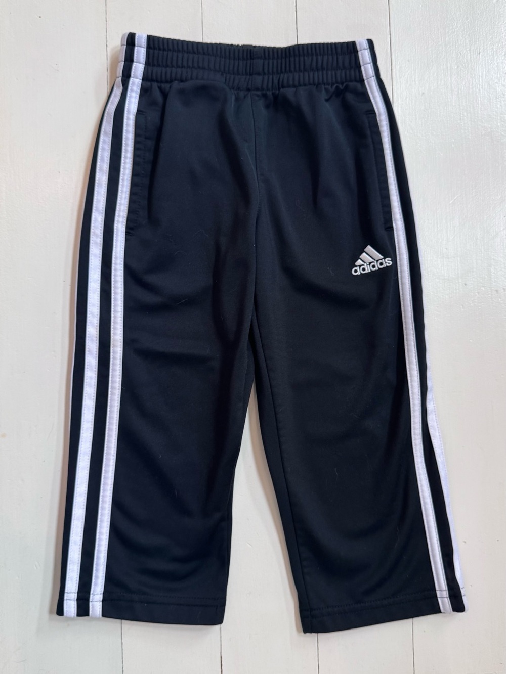 Adidas Kids Black Track Pants with White 3-Stripes